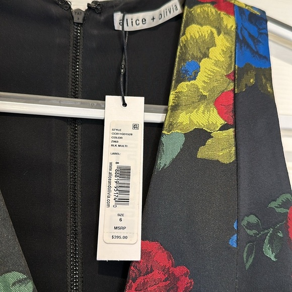 NWT Alice & Olivia Tanner Floral-Print Asymmetrical Dress - sz 6 - Picture 3 of 4